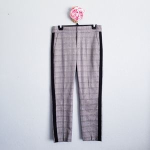 Joie‎ plaid capri pants with tuxedo stripe